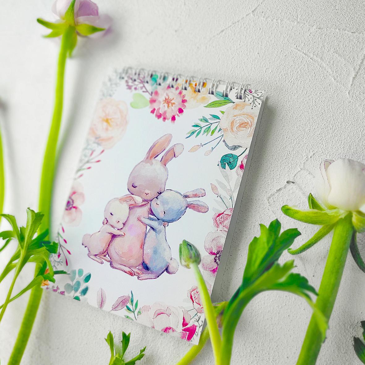 Блокнот на пружине Presentville А6 Зайки 9,5х14 см (BL6_19D037)