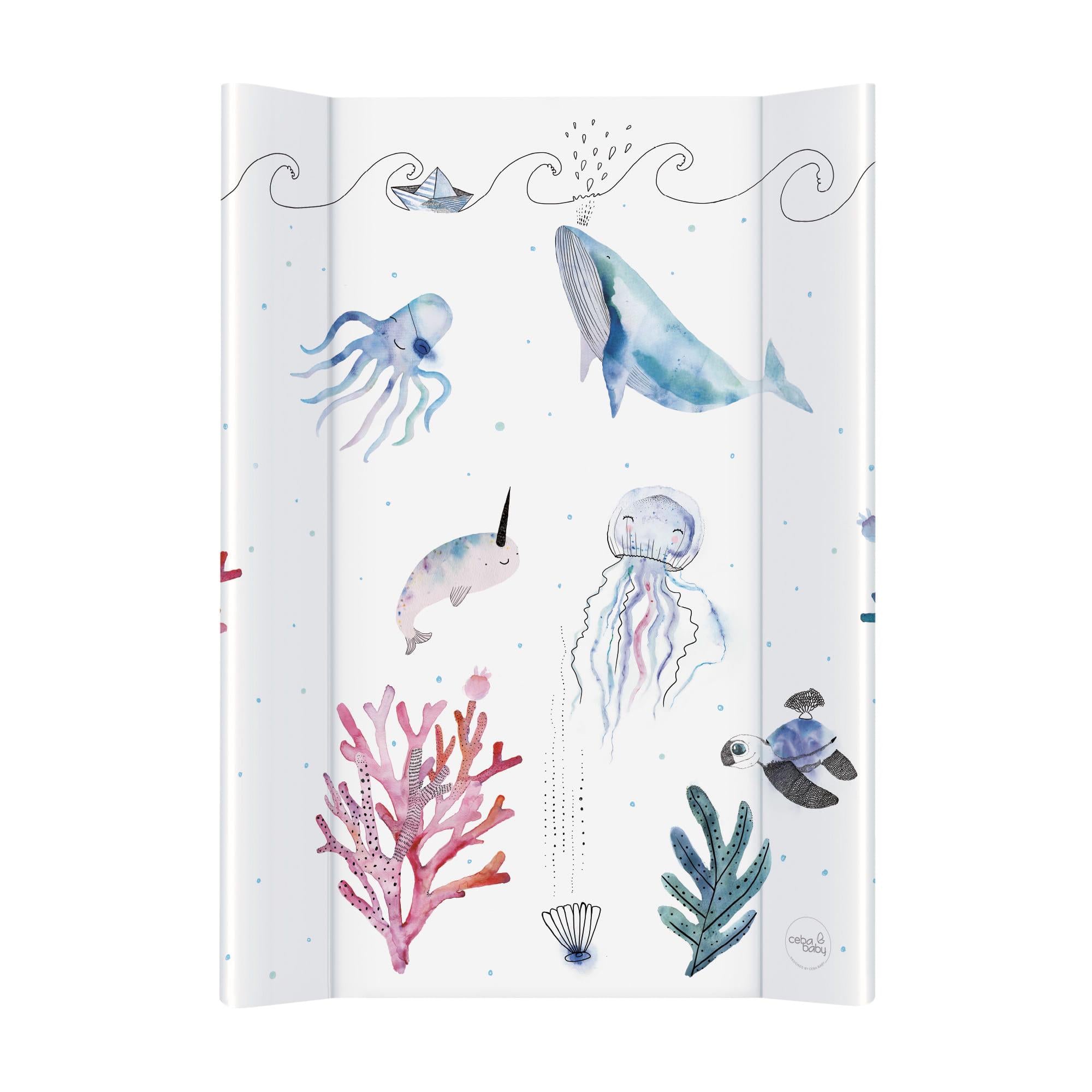 Пеленальная доска Ceba Baby 70x50x3 см на кровать Watercolor World Ocean 120x60 см (W-203-123-652)