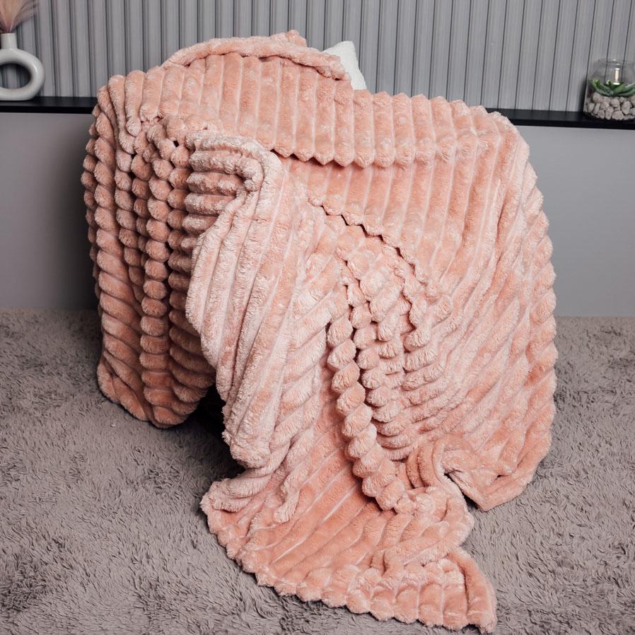 Плед Шарпей Гранде в сумці двоспальний Персиковий (86596)