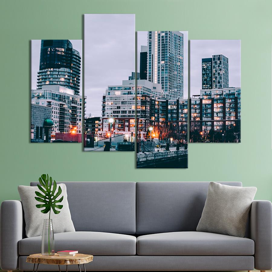 Картина город Огни вечернего Ванкувера 129x90 см (A597-4)