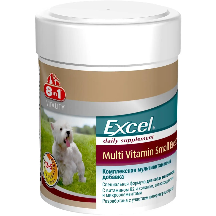 Вітаміни Excel Multi Vitamin Small Breed для собак дрібних порід мультивітамін 8в1 70 таблеток (00000001342)