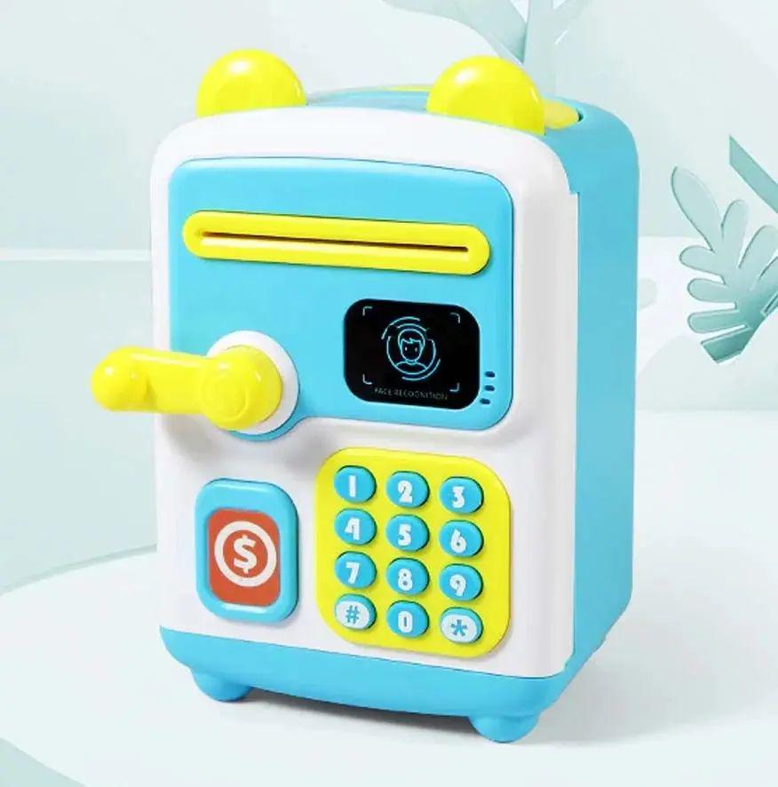 Электронная копилка-сейф Face Recognition Money с кодовым замком Голубой (opt-21166)