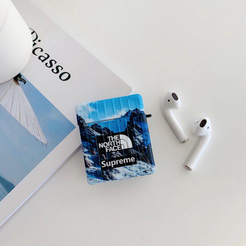 Чехол для Apple Airpods 1/2 Supreme The North Face Эверест Синий