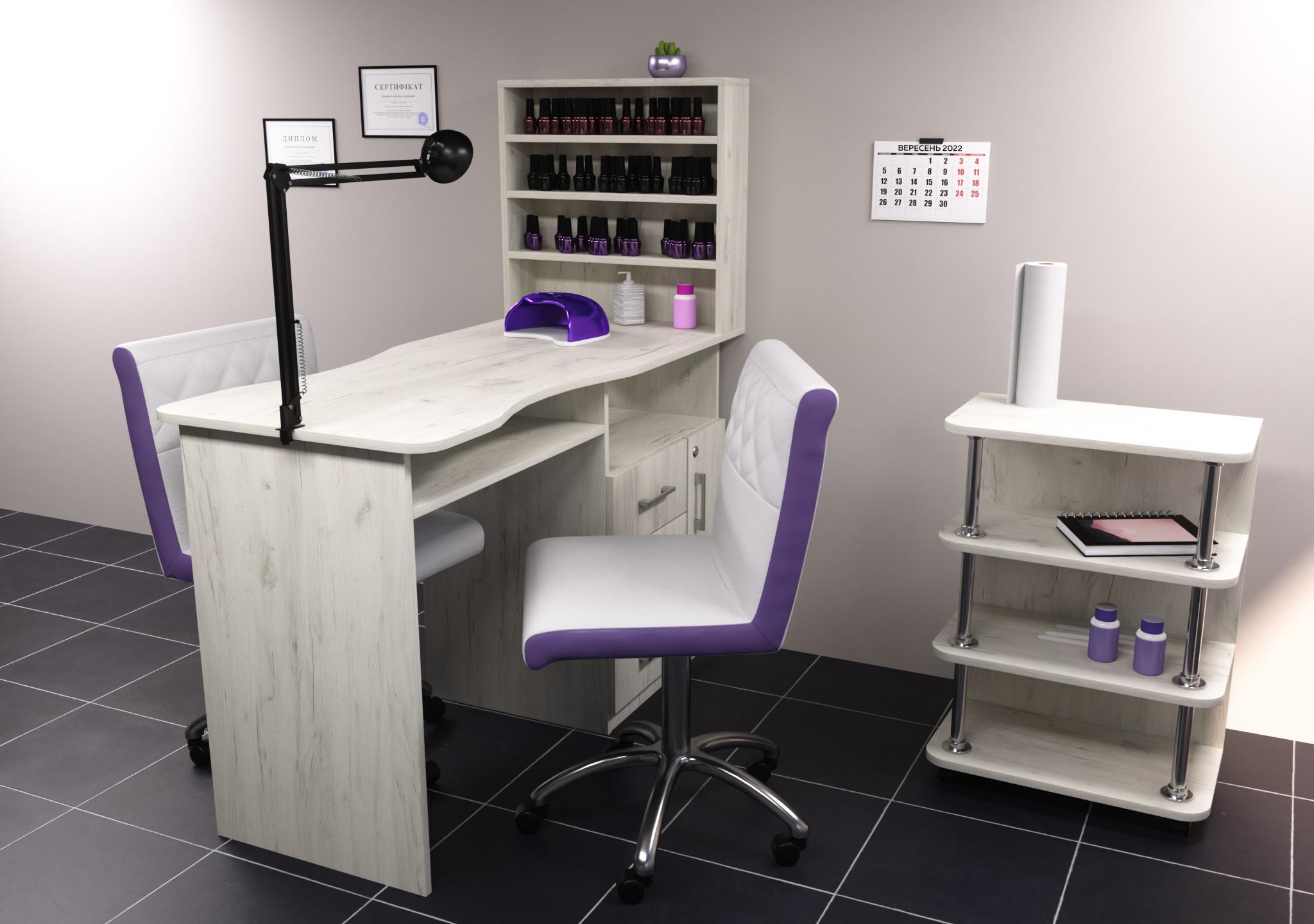 Стол маникюрный 1230х550х1264 мм Дуб крафт белый (22402) - фото 4 Стол маникюрный 1230х550х1264 мм Дуб крафт белый (22402) - фото 4