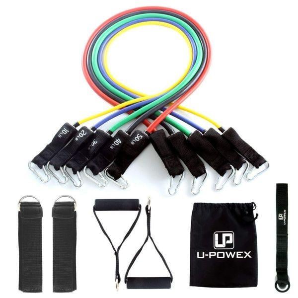 Набір еспандерів U-Powex Home Gym книжка з вправами та фітнес гумки з навантаженням 68 кг 5 шт. (26607014)