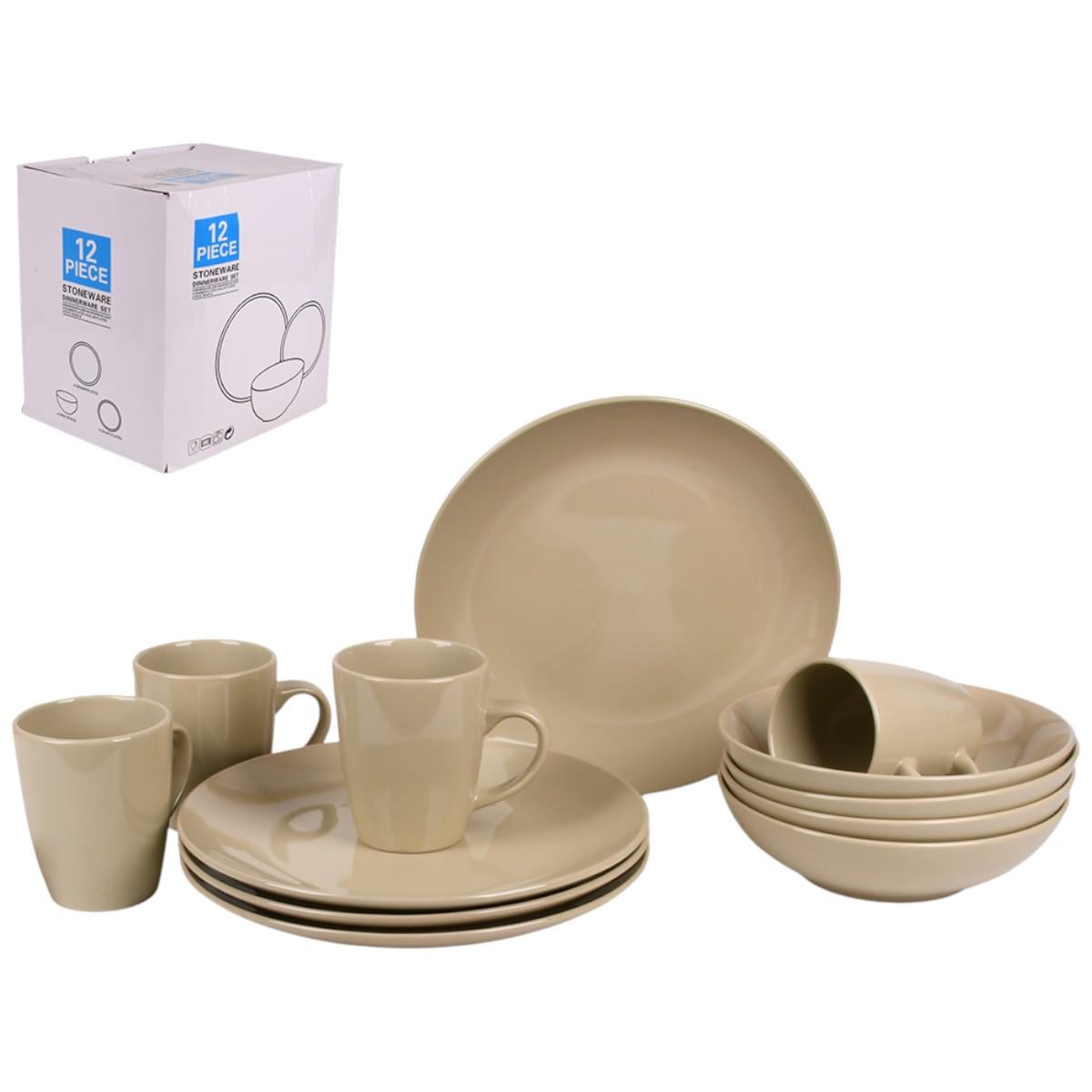 Набор столовой посуды Piece Stoneware 12 предметов Бежевый (MC5583-1)