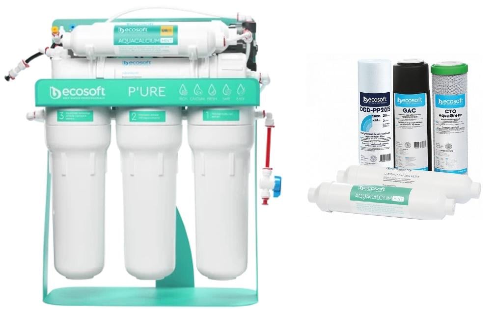 Фильтр обратного осмоса Ecosoft P'URE AquaCalcium Mint с помпой с картриджами на 6 мес. (MO675PSMACECO+CHV5PUREMAC) - фото 4