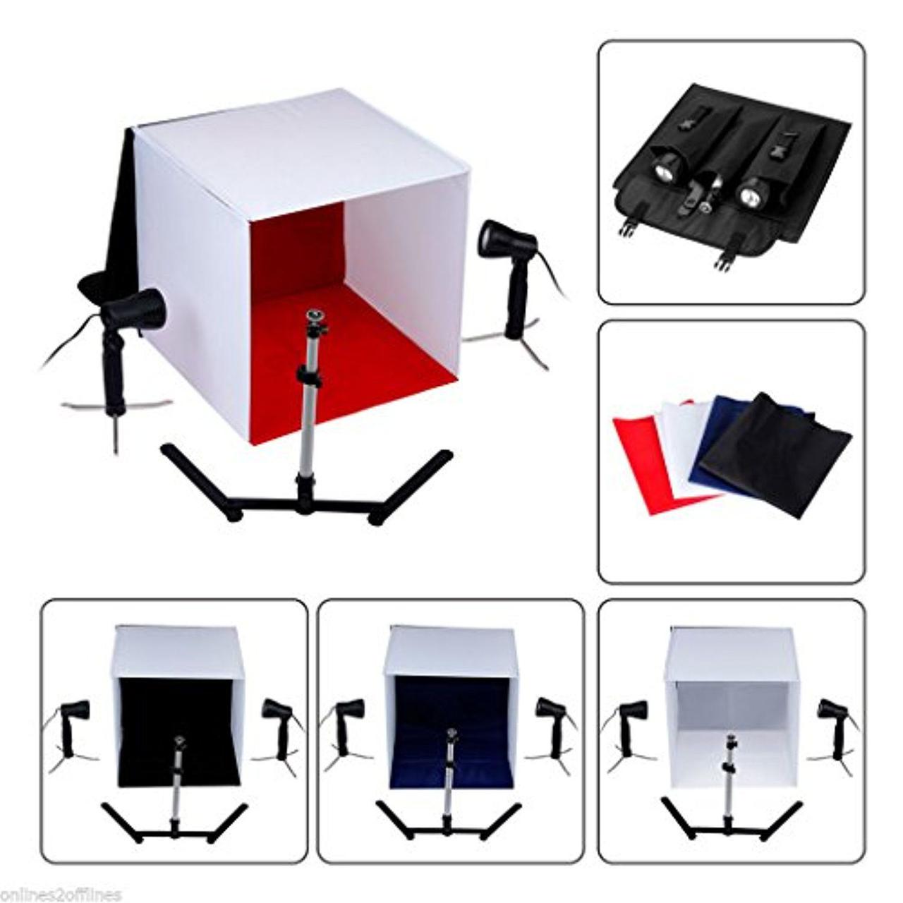 Комплект для фотостудії для предметної зйомки Led світло/стійка/4 фони 60х60 см - фото 2 Комплект для фотостудії для предметної зйомки Led світло/стійка/4 фони 60х60 см - фото 2