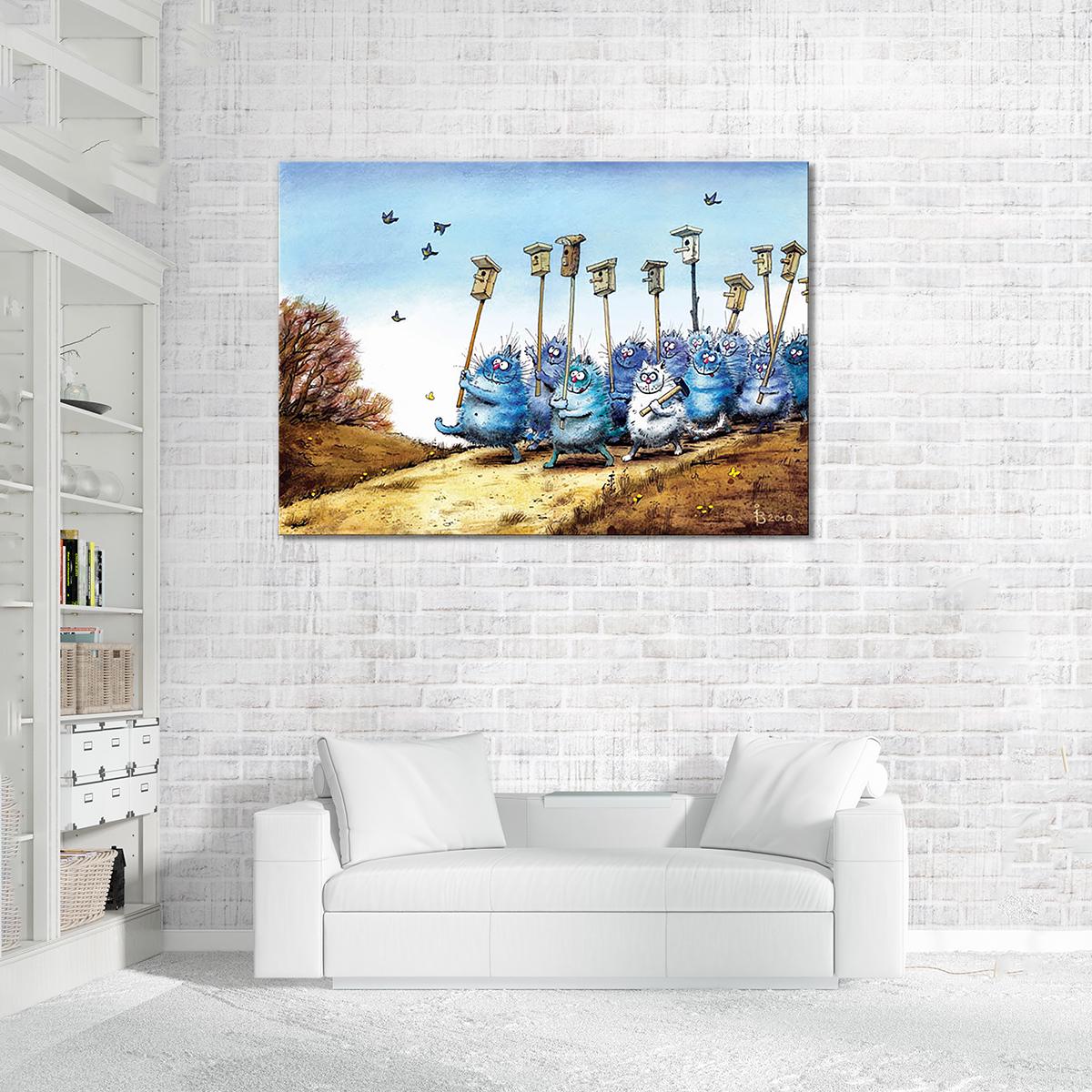 Модульная картина Весенние птицеловы 1 модуль 60x90 см (_rinaz_19)