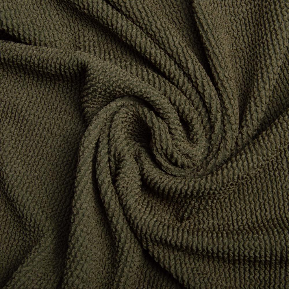 Ткань трикотаж Бифлекс фактурная гофрированная жатка Хаки (20003)