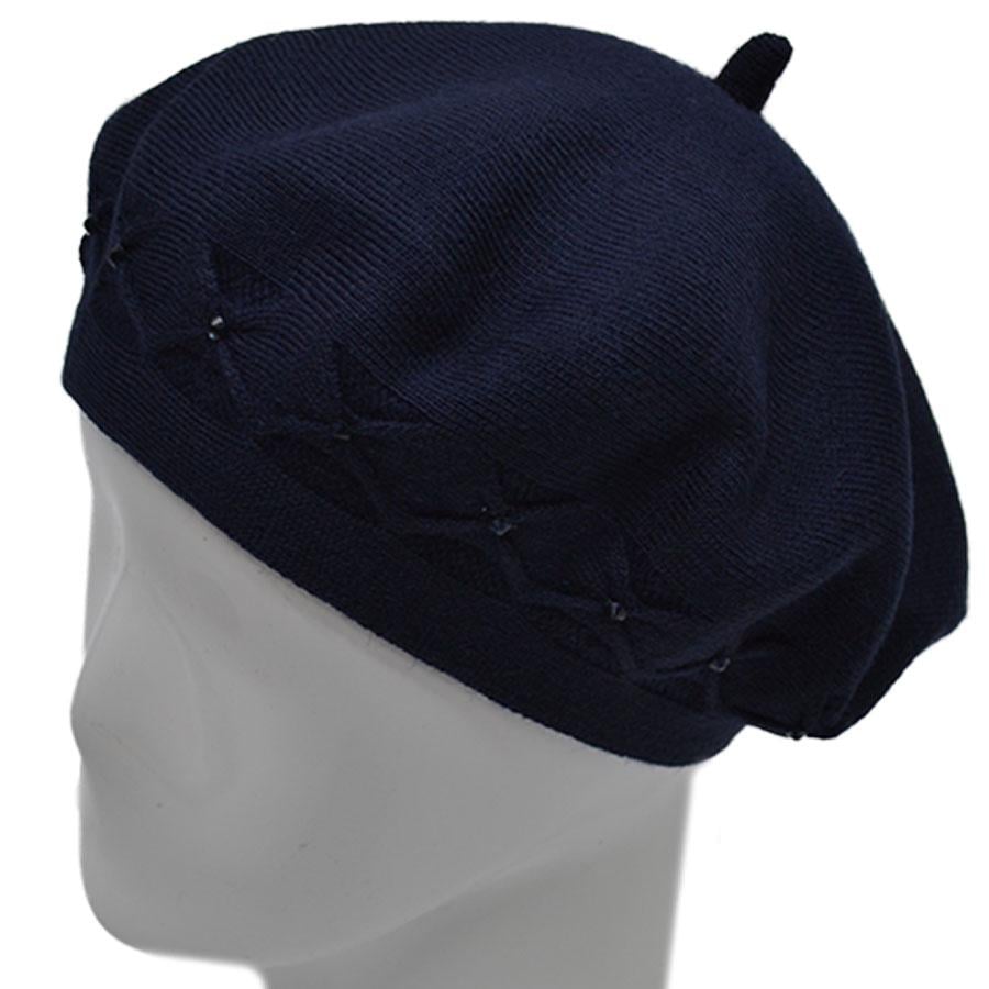 Берет шерстяной Lirus Бянка двойной тонкой вязки Синий (70717)