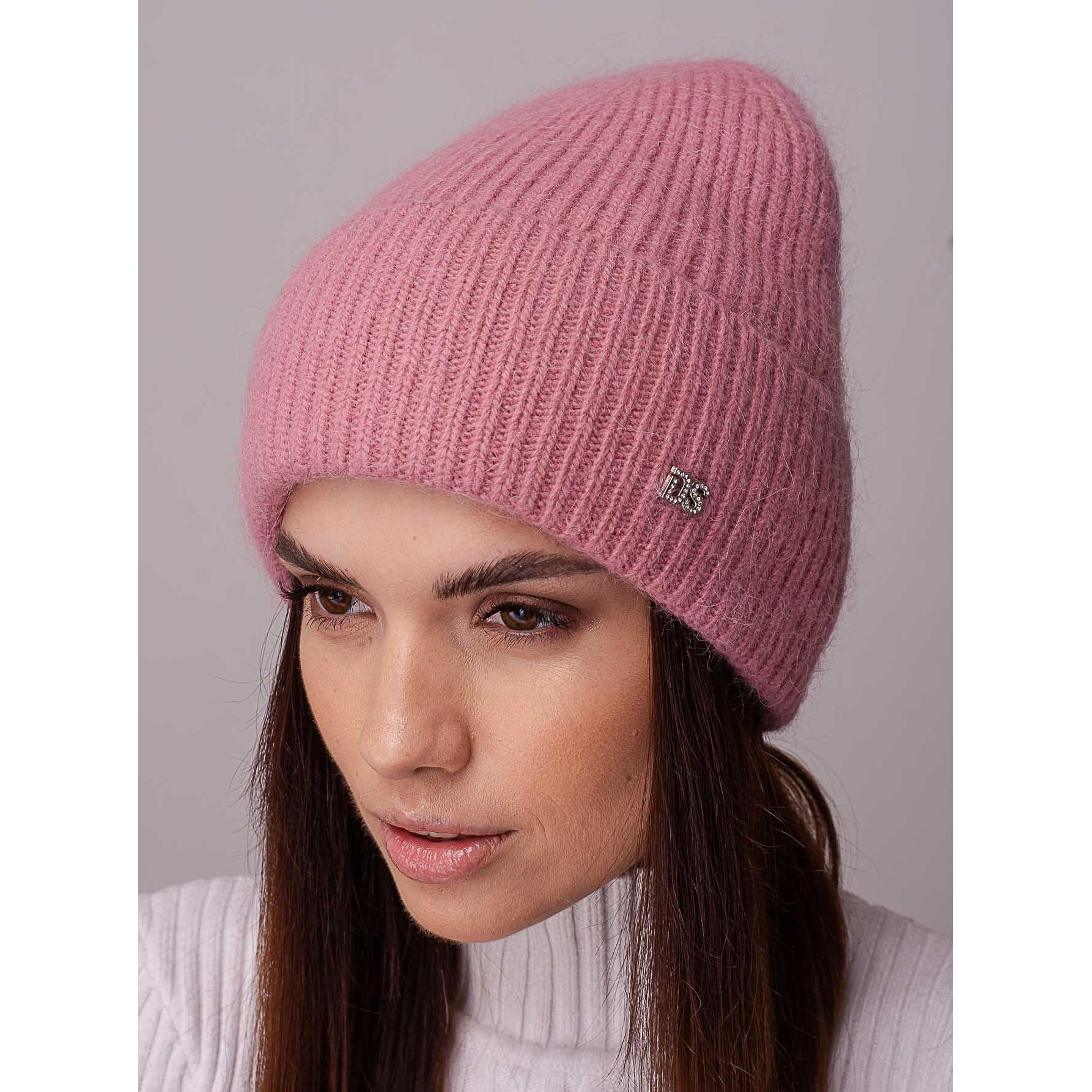 Шапка жіноча ангорова подовжена Leks Конфетті з відворотом утеплена флісом Пильна троянда - фото 1 Шапка жіноча ангорова подовжена Leks Конфетті з відворотом утеплена флісом Пильна троянда - фото 1