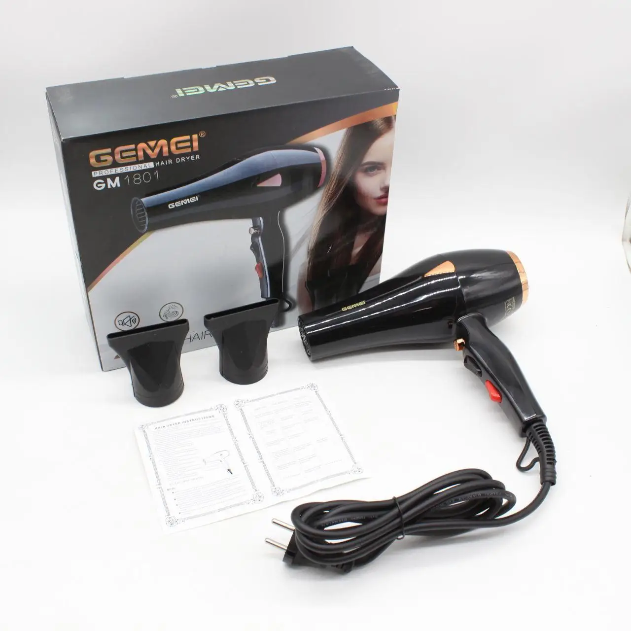 Фен для волос Gemei GM-1801 2500 Вт холодный обдув/ионизация/концентратор (ML-04908) - фото 5 Фен для волос Gemei GM-1801 2500 Вт холодный обдув/ионизация/концентратор (ML-04908) - фото 5