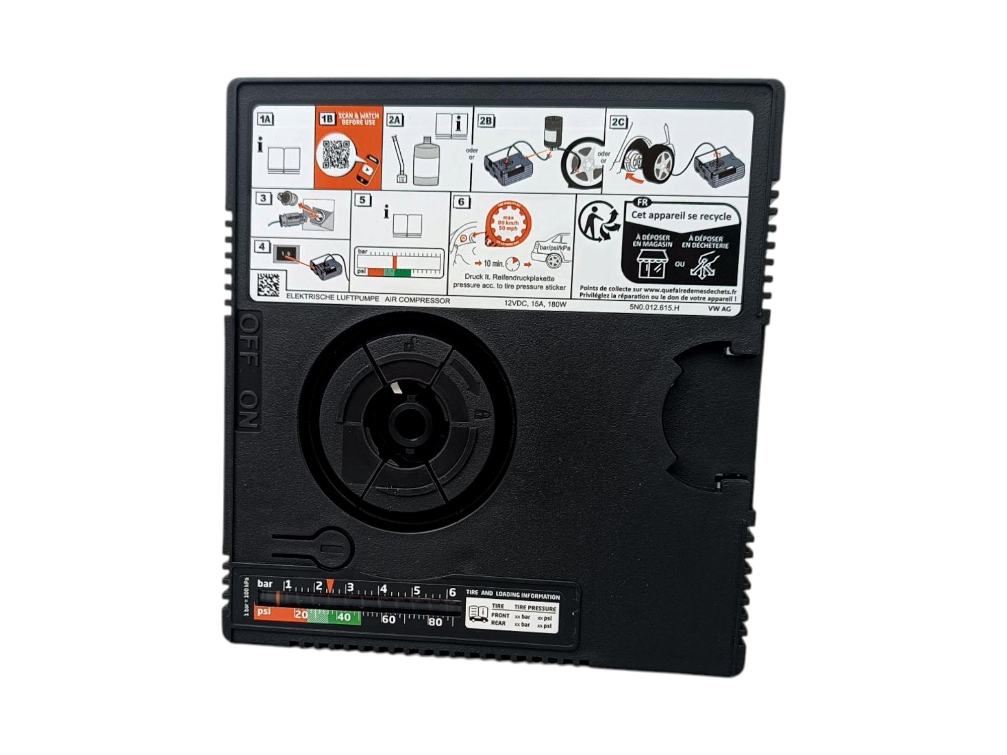 Штатный компрессор для подкачивания и ремонта шин VAG 5N0012615H OEM Aircom (5N0.012.615.H) - фото 2