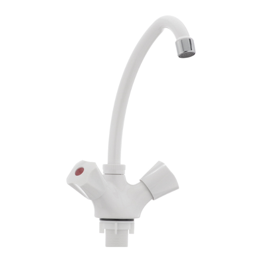 Смеситель для кухни PLAMIX OMEGA-271 высокий с двумя вентилями пластик Белый (b-PM0020) - фото 3 Смеситель для кухни PLAMIX OMEGA-271 высокий с двумя вентилями пластик Белый (b-PM0020) - фото 3