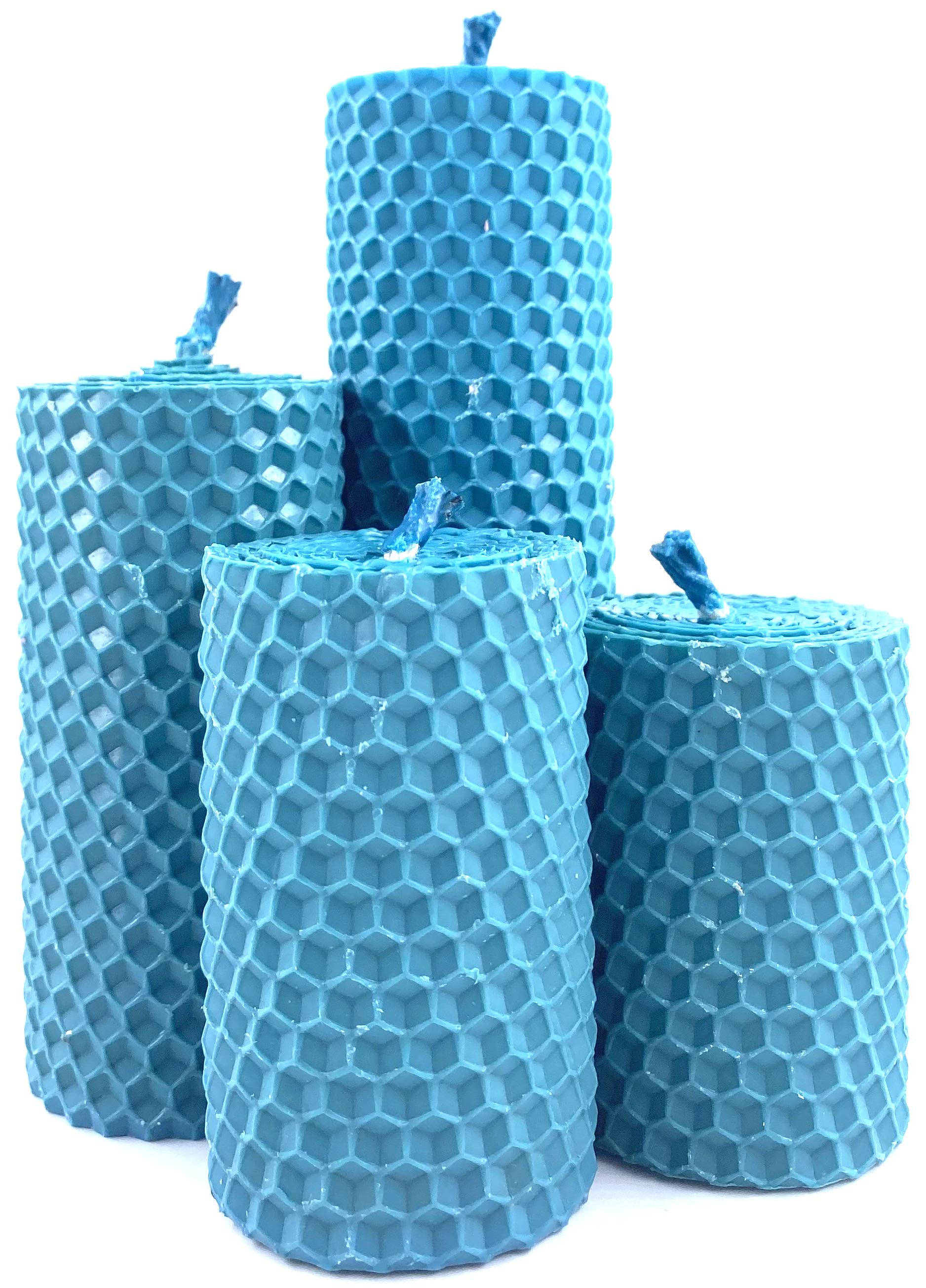 Набор 4-х декоративных свечей из натуральной вощины Голубой (1791)