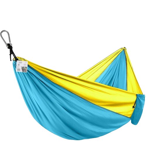 Гамак туристичний Kayfovo AIR міцний з парашутного нейлону Синій/Жовтий (28848) - фото 1 Гамак туристичний Kayfovo AIR міцний з парашутного нейлону Синій/Жовтий (28848) - фото 1