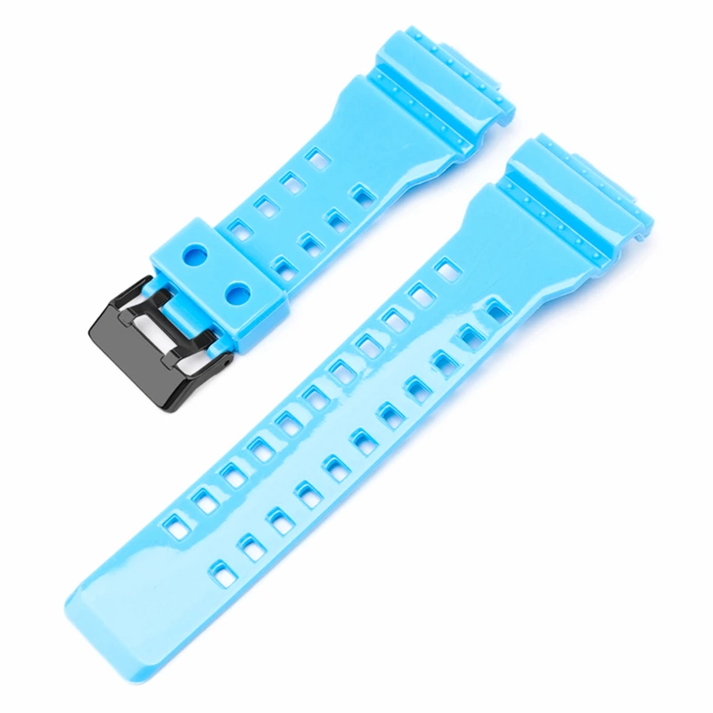 Ремінець для Casio G-Shock GA-100/110/120 Light Blue-Glossy BK (4043)