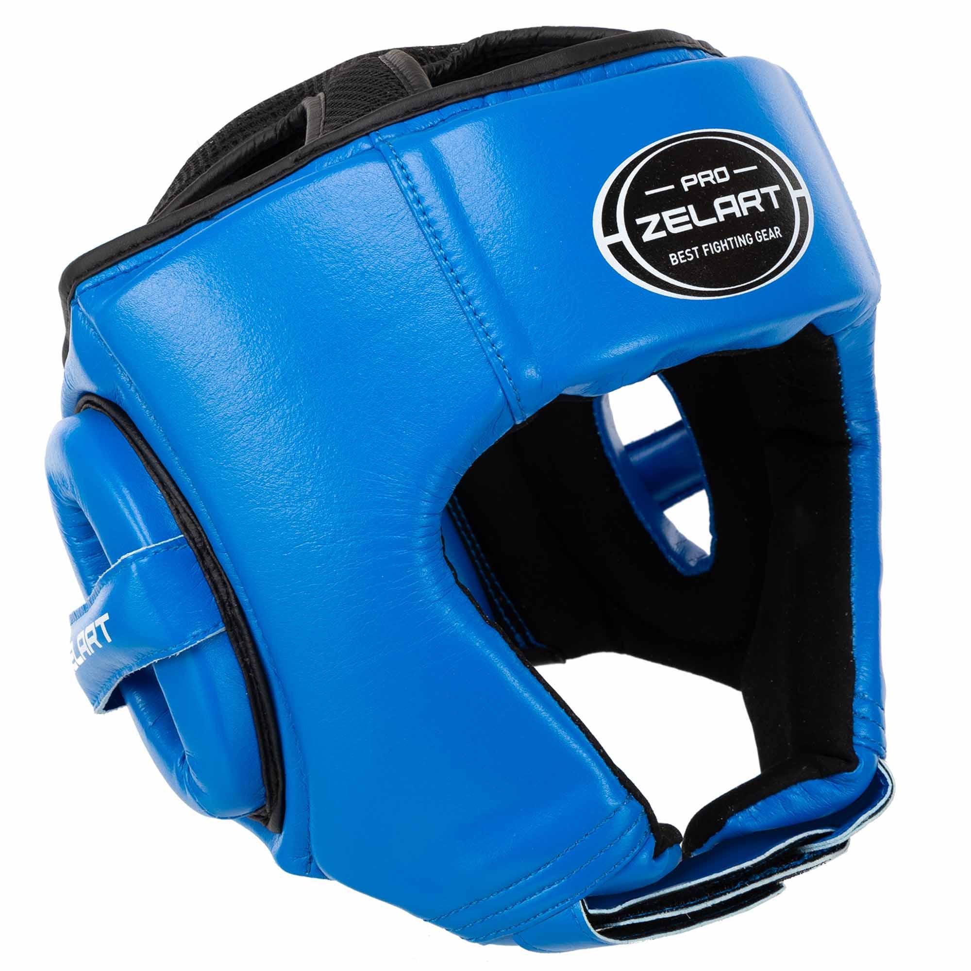 Шлем боксерский открытый Zelart BO-3904 кожаный M Синий (BO-3904_Синий_M)