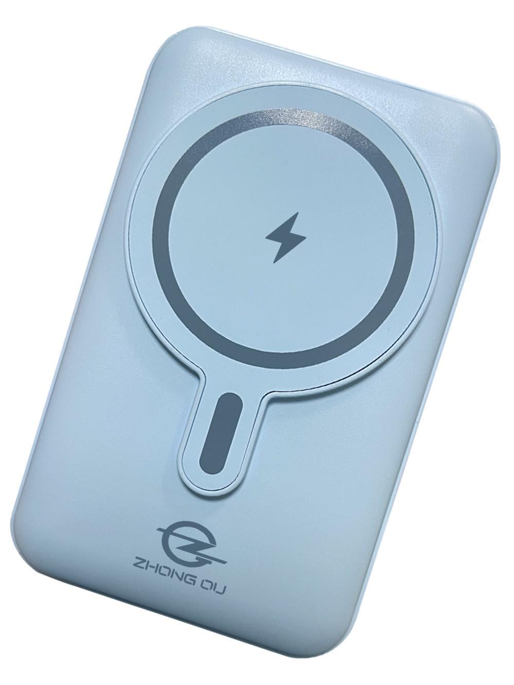 Повербанк Zhong Ou MagSafe с беспроводной быстрой зарядкой и встроенные кабели USB Type-C lightning 15000 mAh Голубой (22871343)