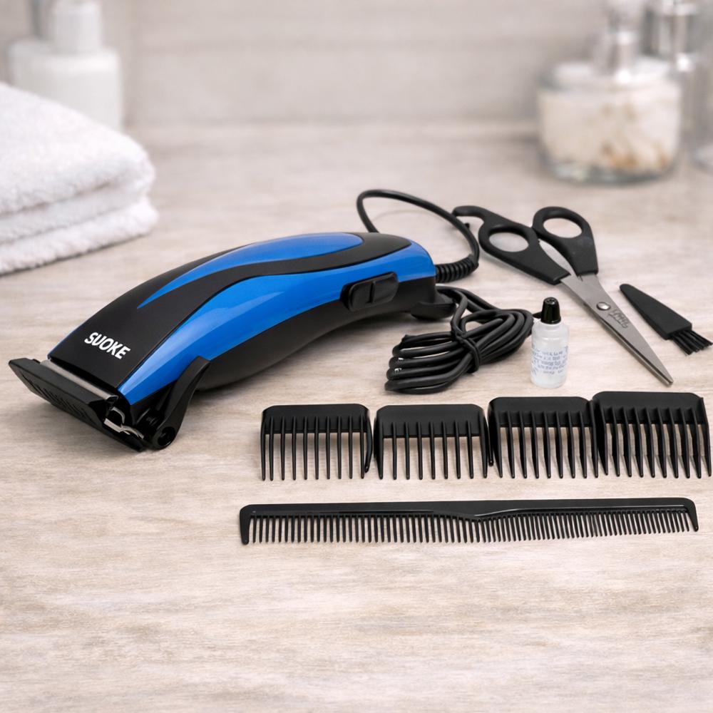 Машинка для стрижки волосся Suoke SK-303 12 Вт з насадками 3/6/9/12 мм Синій