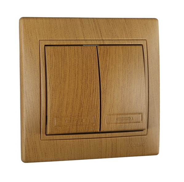 Выключатель двойной Lezard Mira Дуб классический матовый (26029301)