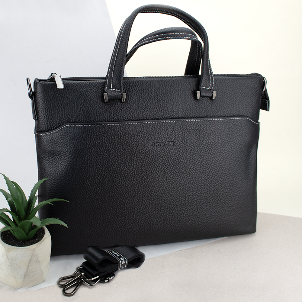 Сумка кожаная для ноутбука 13" и документов А4 DRL19077 Черный (1971841400)