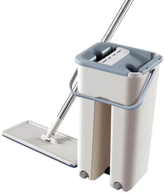 Швабра с ведром и самоочисткой Spin Mop Scratch Cleaning 360 6 л Серый/Белый (NEW25)