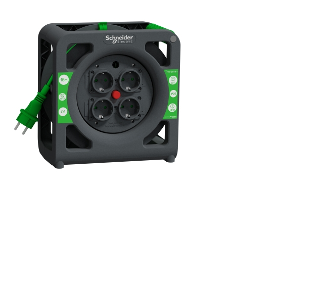 Удлинитель на катушке Schneider Electric IP20 4 розетки 15 м (IMT33137)