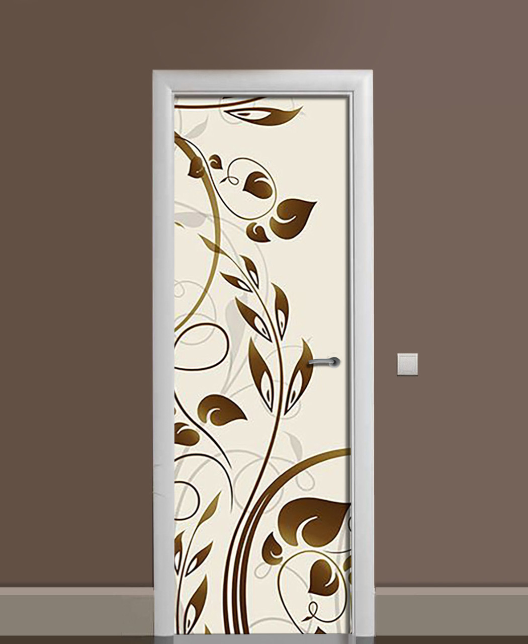Наклейка 3D на дверь Zatarga "Ветви лавра" виниловая 650х2000 мм