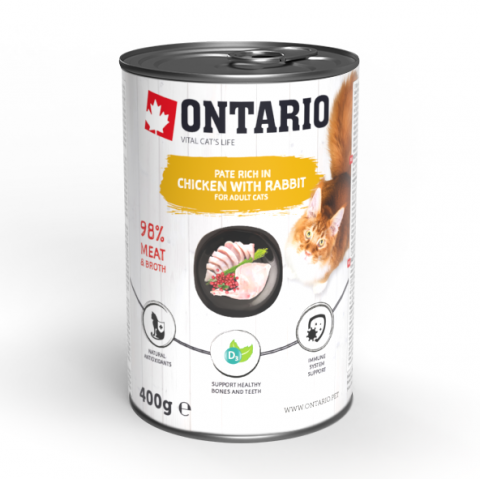 Консерви для котів Ontario Cat can Chicken with Rabbit flavoured with Cranberries з куркою/кроликом та журавлиною 400 г (213-21132)