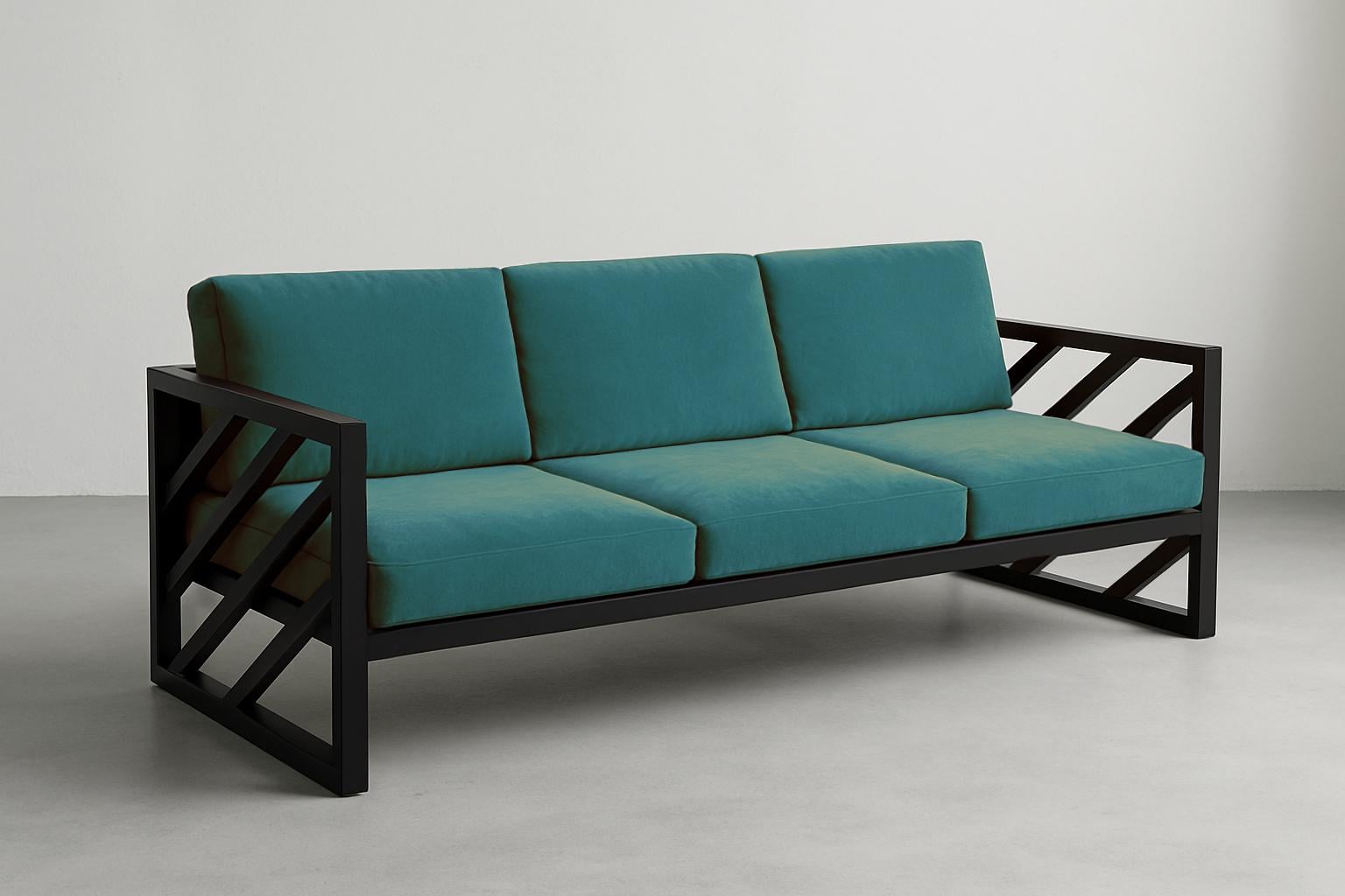 Диван металлический Tobi Sho Гранд/DV4 велюр с подушками 6 шт. 750х1600х700 мм Морская волна/13