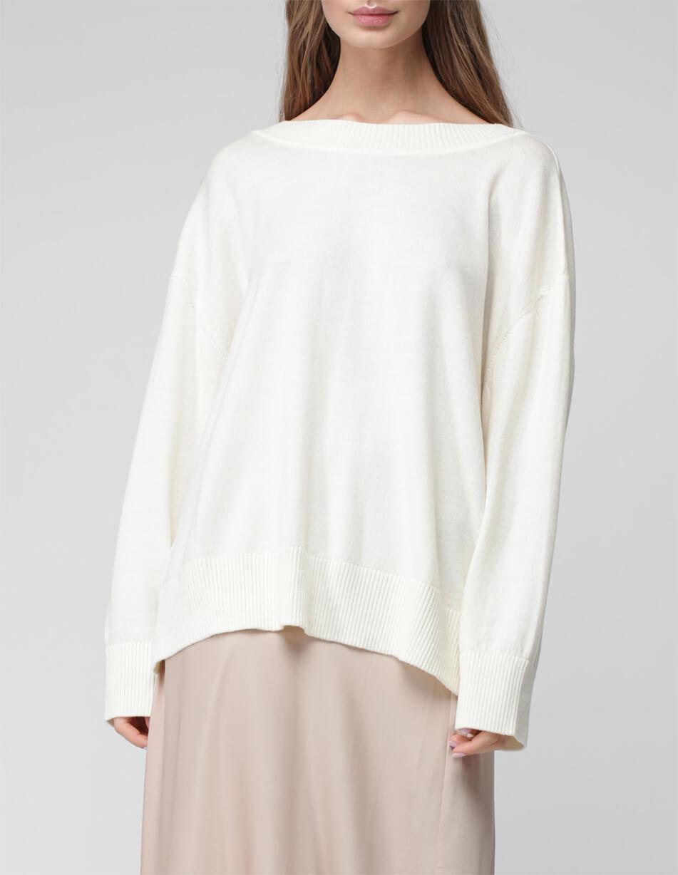 Джемпер oversize з V-подібним вирізом жіночий MISS SECRET молочний S-M
