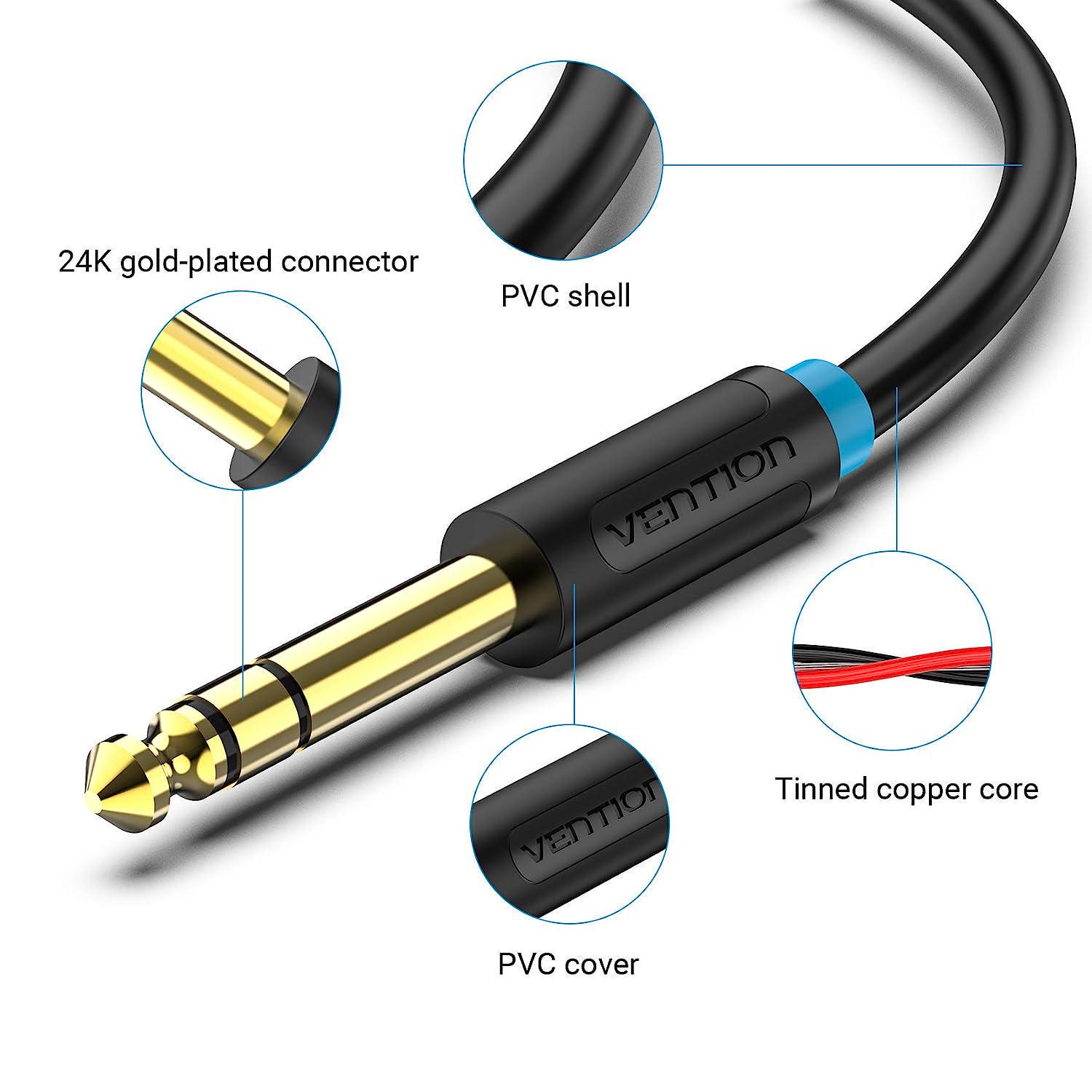 Кабель Vention 6.5 мм Jack-3.5 мм minijack HiFi стерео AUX на 6.35 мм TRS 0,5 м Чорний (BABBD) - фото 17 Кабель Vention 6.5 мм Jack-3.5 мм minijack HiFi стерео AUX на 6.35 мм TRS 0,5 м Чорний (BABBD) - фото 17