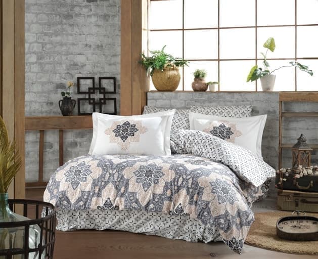 Комплект постельного белья Hobby Poplin Amanda 200x220/50x70 см 2 шт. Серый