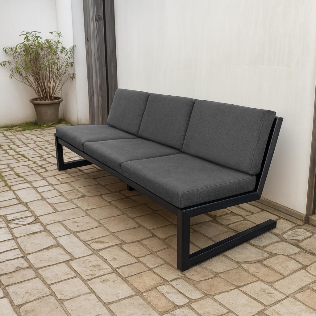 Диван металлический Tobi Sho Флекс/DV6 с 6 подушками 750х1560х700 ммрогожка Светло-серый/34 (DV069392) - фото 3