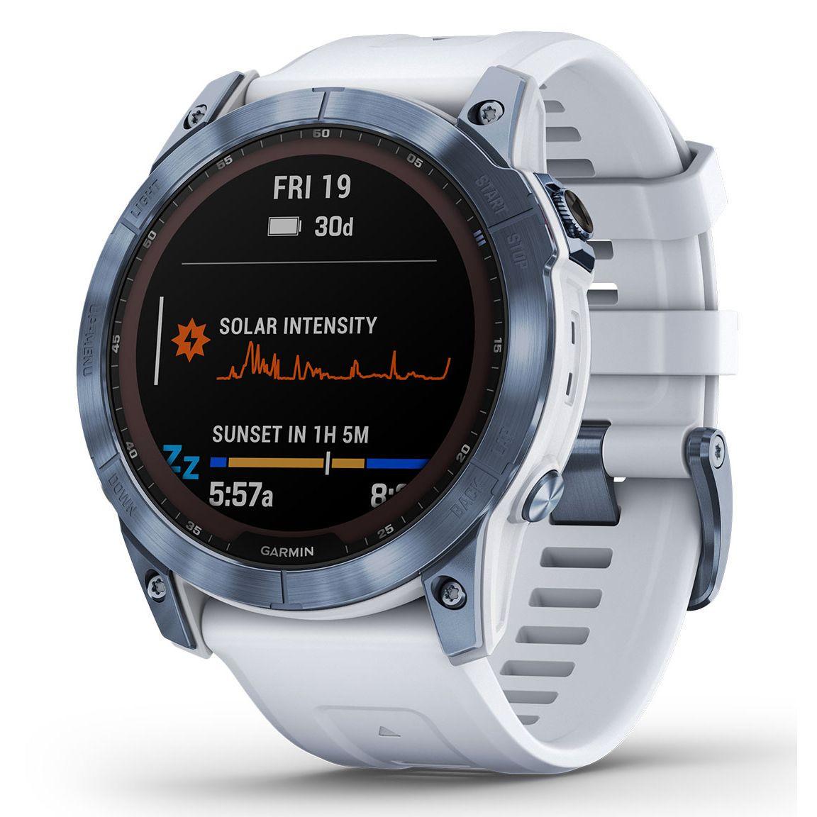 Смарт-часы Garmin Fenix 7X Sapphire Solar M. Blue DLC Titanium w. Whitestone Band (010-02541-14/15)