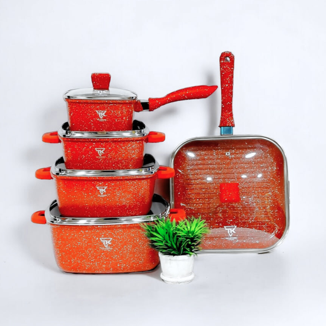 Набір посуду Top Kitchen TK-00205 з гранітним антипригарним покриттям 10 предметів Червоний (2429431900)
