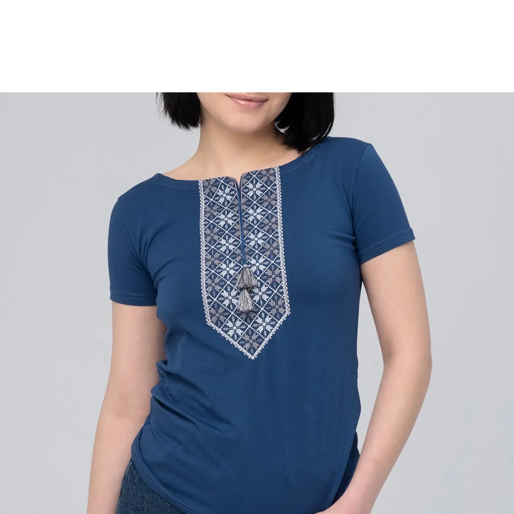 Футболка-вышиванка женская трикотажная М Синий (ж-106-m) - фото 4 Футболка-вышиванка женская трикотажная М Синий (ж-106-m) - фото 4