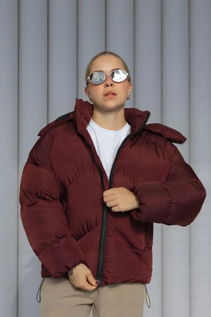 Пуховик женский Quadro зимний до -15°С с капюшоном оверсайз L/XL Бордовый (26531/5/2)