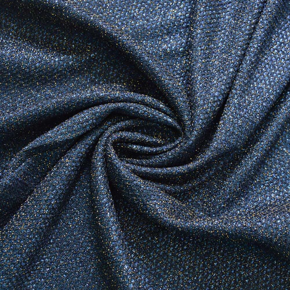 Ткань трикотаж блеск сетка Темно-синий (11924)