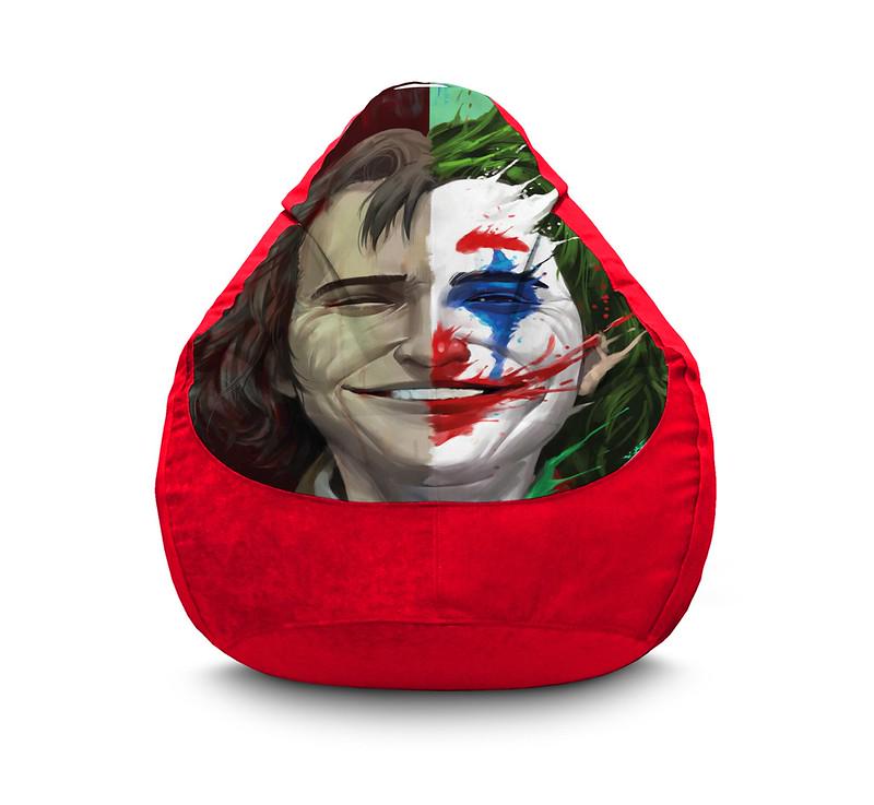 Кресло мешок iPuff Joker Half face Флок XL 80x110 см Красный