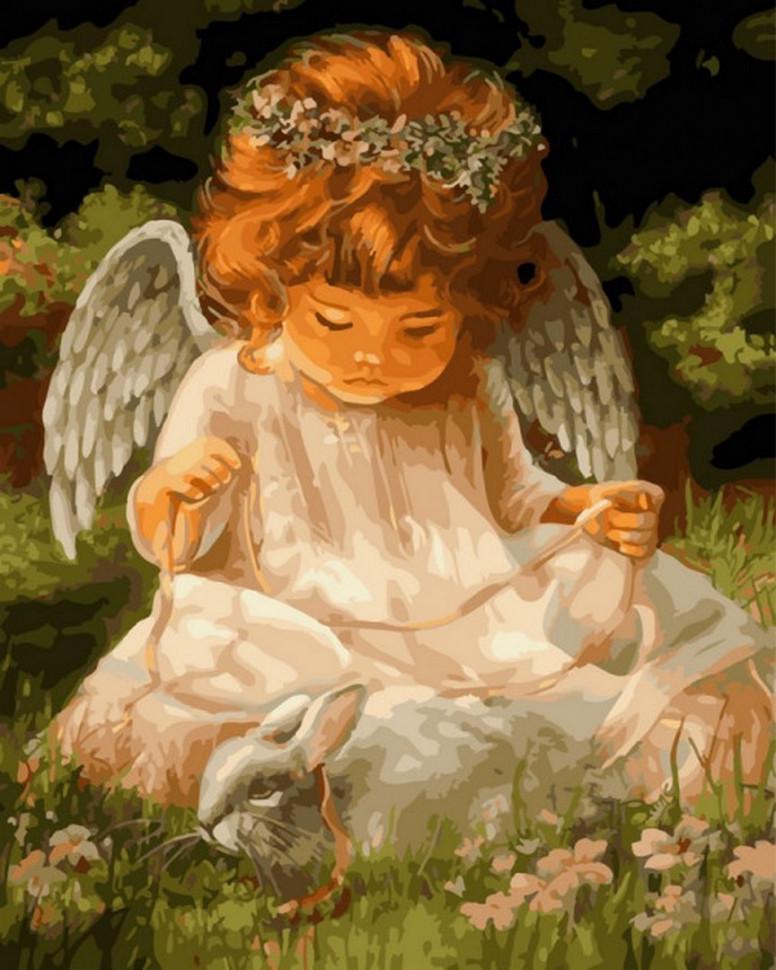 Картина по номерам Rainbow Art Ангелочек и кролик (GX25607-RA)