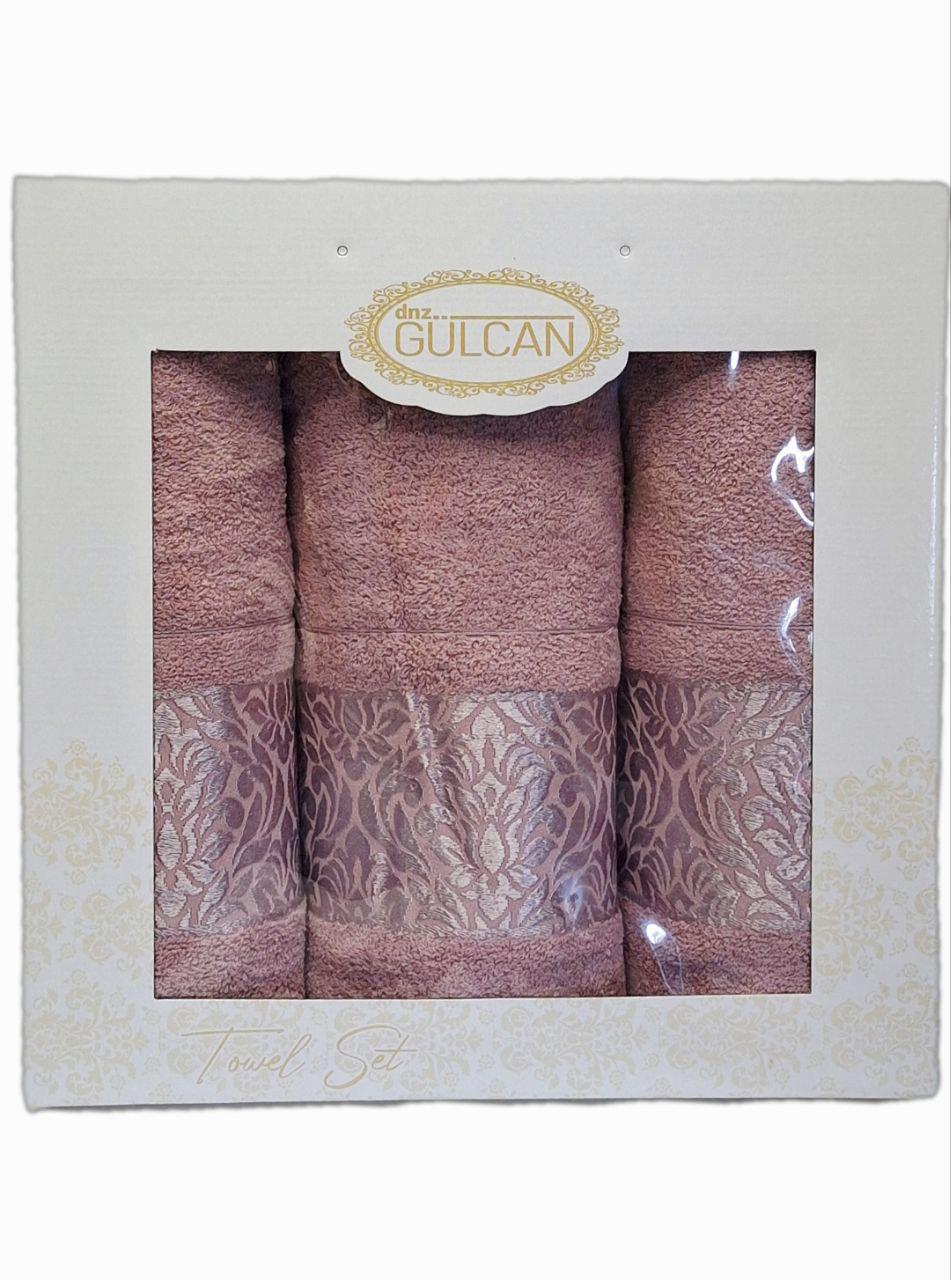 Полотенца подарочные Gulcan Flowers 3 шт. Розовый (1217)