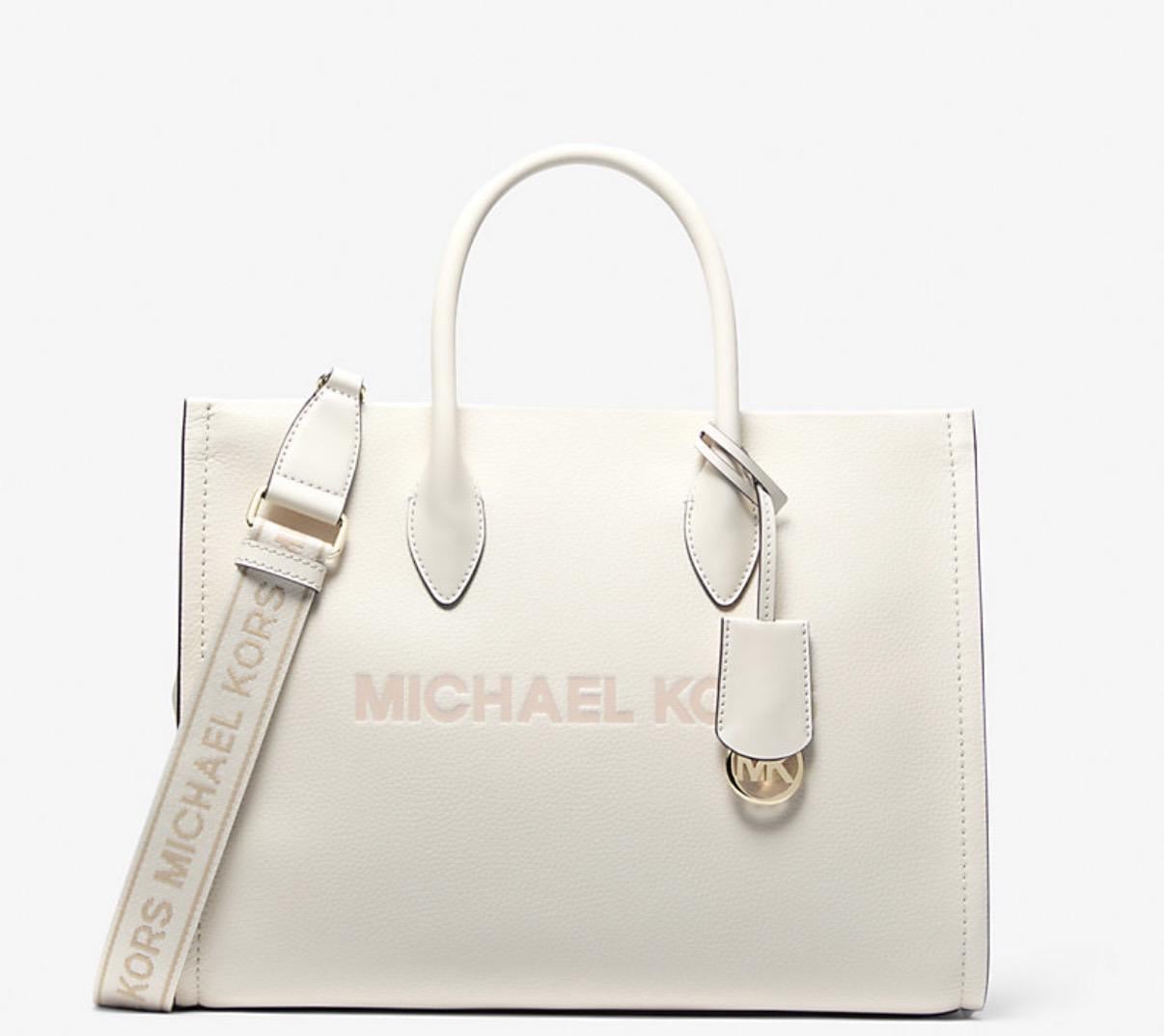 Сумка тоут Michael Kors Mirella Medium Pebbled Leather Tote Bag Cream (35R5G7ZT2L)