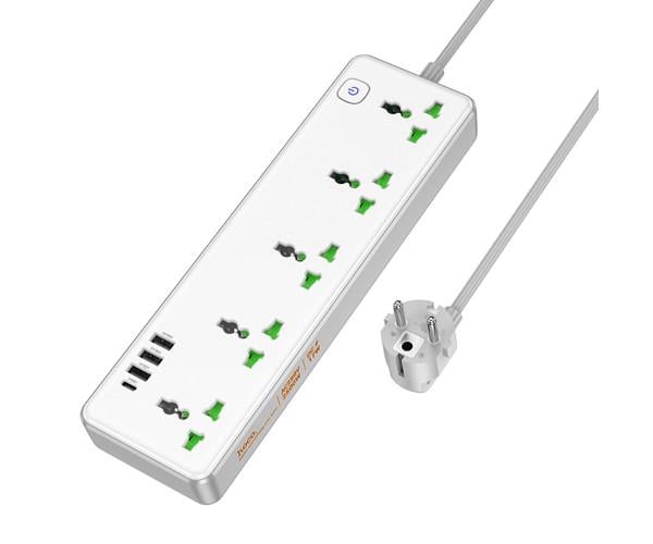 Подовжувач мережевий Hoco AC13A 5 Socket Ports 3USB/1Type-C White