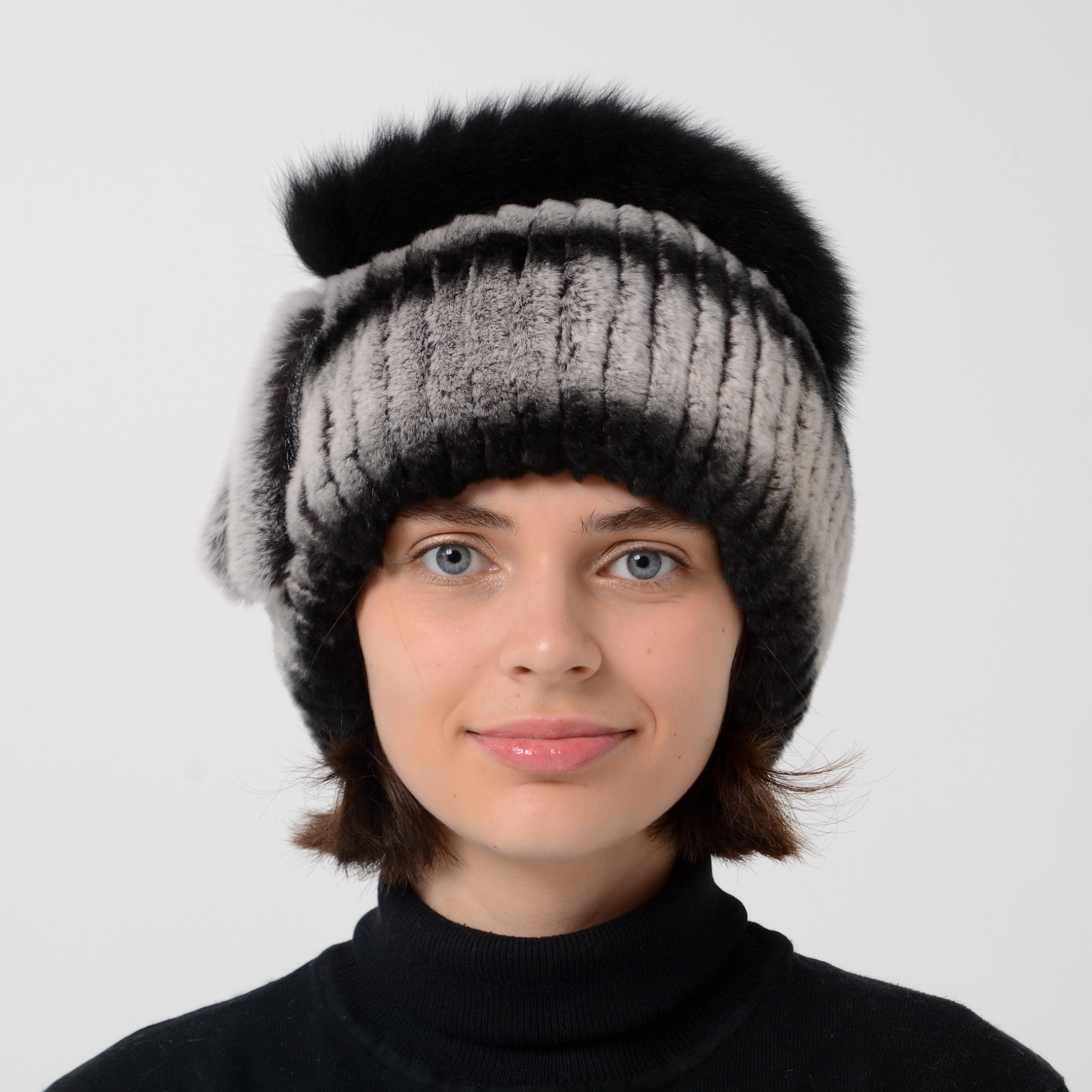 Женские вязаные трикотажные шапки отделанные мехом - купить в интернет магазине 
