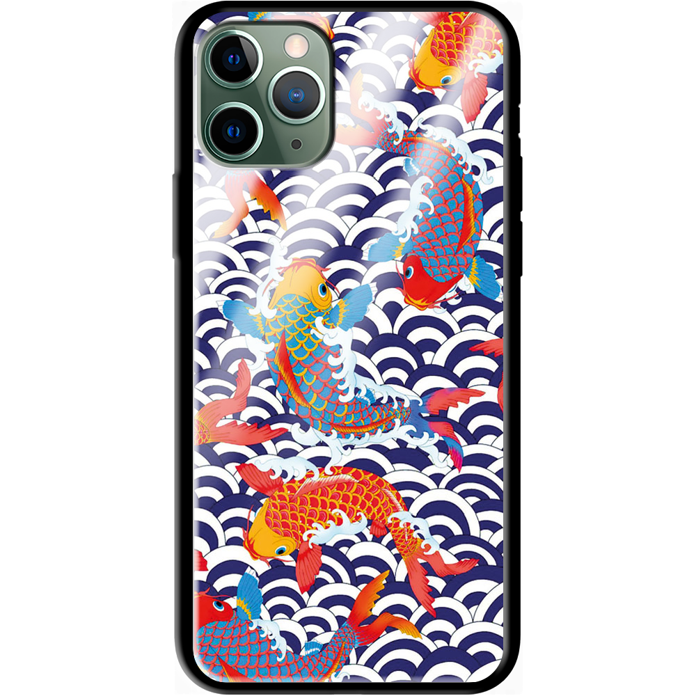 Чехол Boxface iPhone 11 Pro Koi Fish Черный силикон со стеклом (38189-up2477-38346)