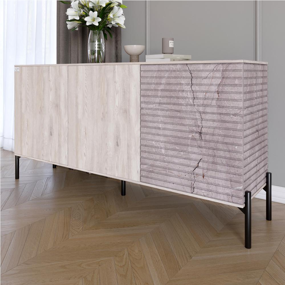 Комод закрытый в гостиную Lion Грей на черных металлических ножках 154x38x76,5 см Самоа Дымчатый/Камень (000-000-2152) - фото 1 Комод закрытый в гостиную Lion Грей на черных металлических ножках 154x38x76,5 см Самоа Дымчатый/Камень (000-000-2152) - фото 1