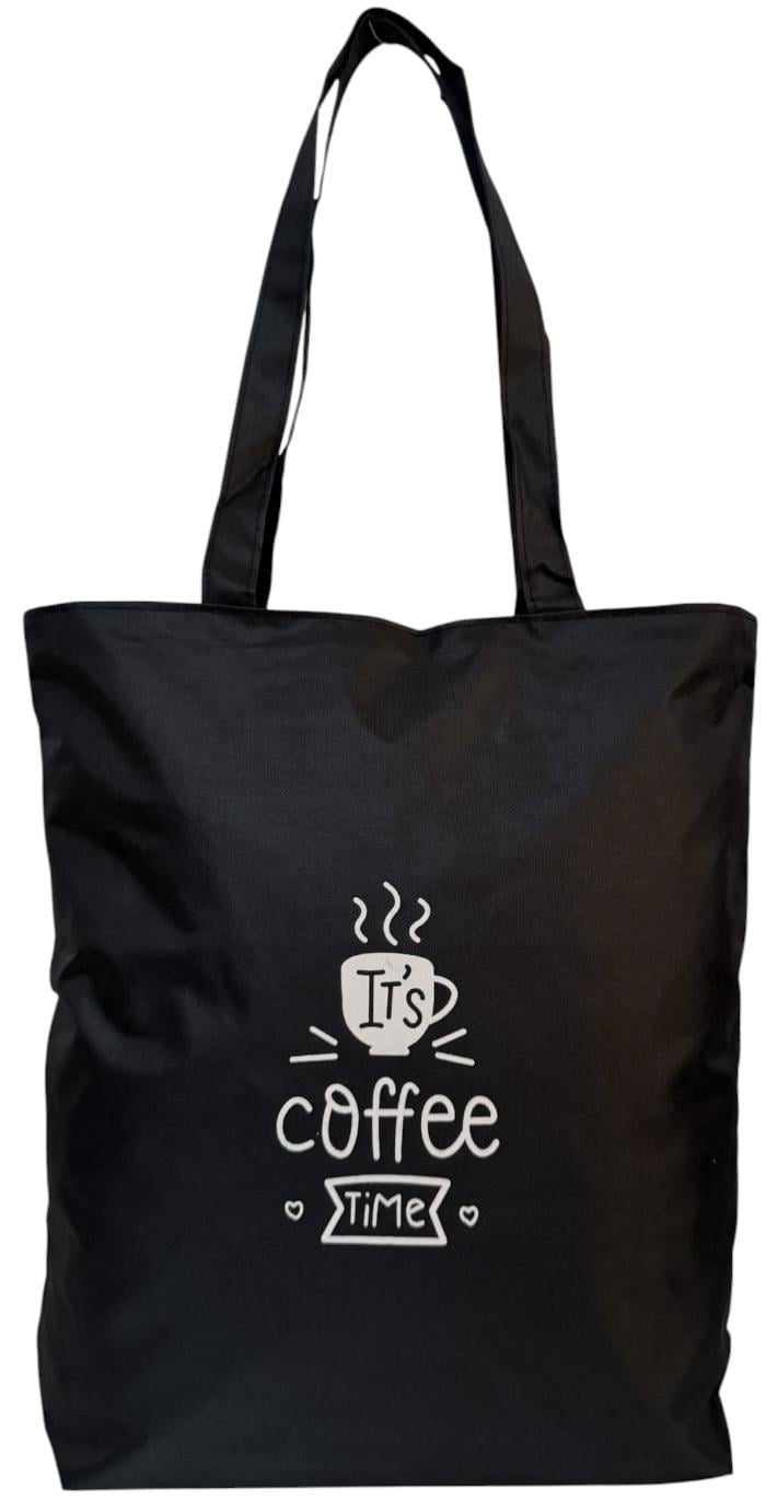Сумка шопер женская Coffee тканевая с молнией Черный (027) Сумка шопер женская Coffee тканевая с молнией Черный (027)
